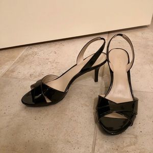 Calvin Klein ✨ Women’s Lucette Patent Black Sandal Heel Size 7.5